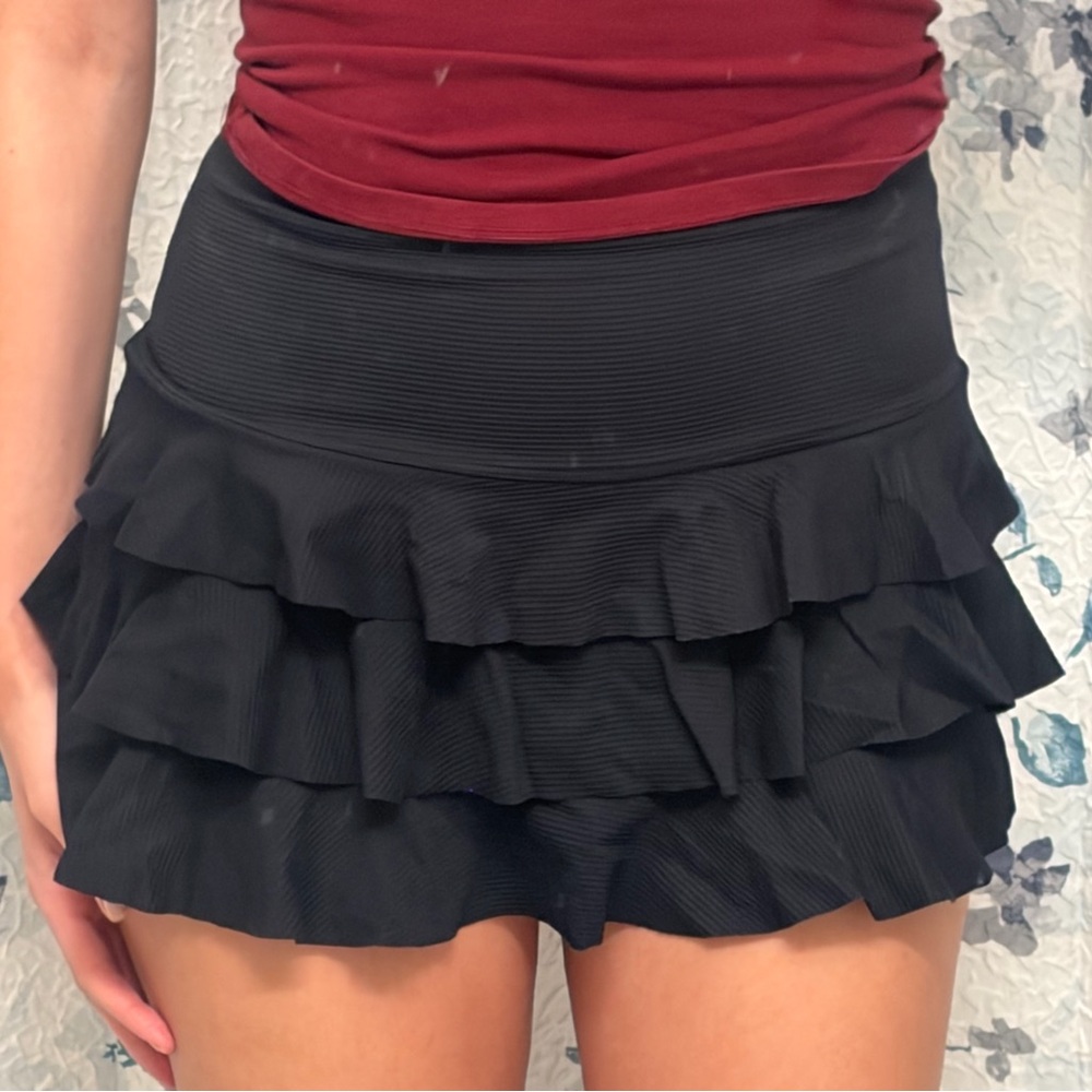 Elegant Black Ruffled Skirt